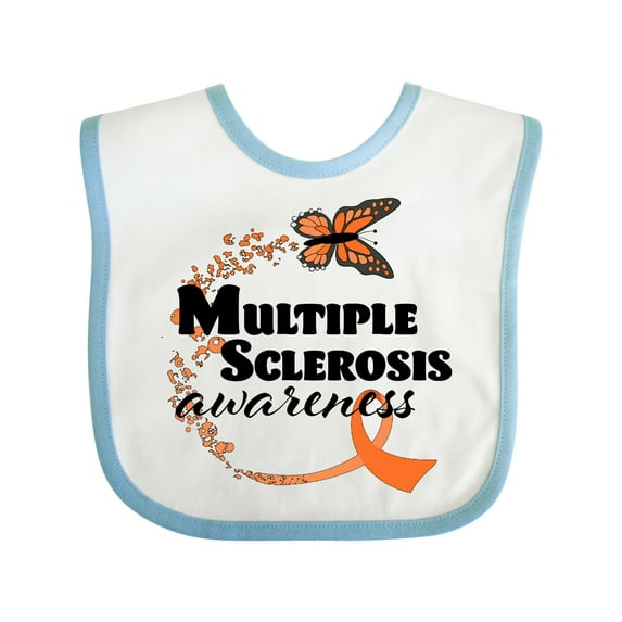 Inktastic Multiple Sclerosis Awareness Butterfly Ribbon Boys or Girls Baby Bib