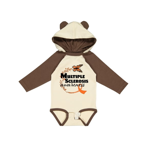 Inktastic Multiple Sclerosis Awareness Butterfly Ribbon Boys or Girls Long Sleeve Baby Bodysuit
