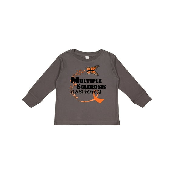 Inktastic Multiple Sclerosis Awareness Butterfly Ribbon Boys or Girls Long Sleeve Toddler T-Shirt