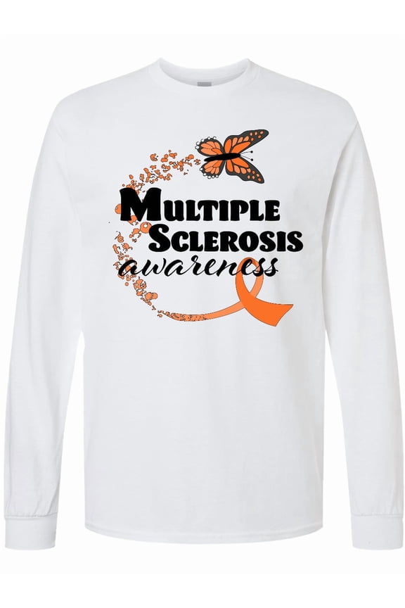 Multiple Sclerosis Awareness Butterfly Ribbon Long Sleeve T-Shirt