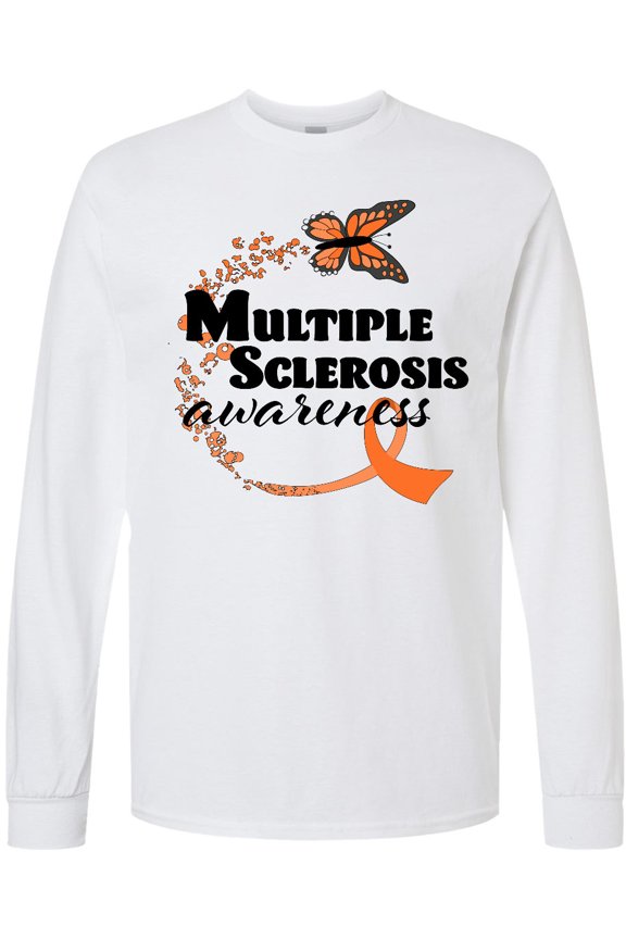 Multiple Sclerosis Awareness Butterfly Ribbon Long Sleeve T-Shirt