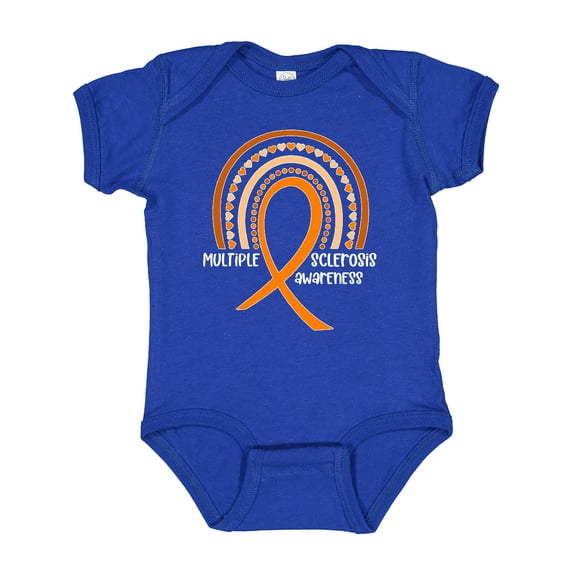 Inktastic Multiple Sclerosis Awareness Orange Ribbon Rainbow Boys or Girls Baby Bodysuit