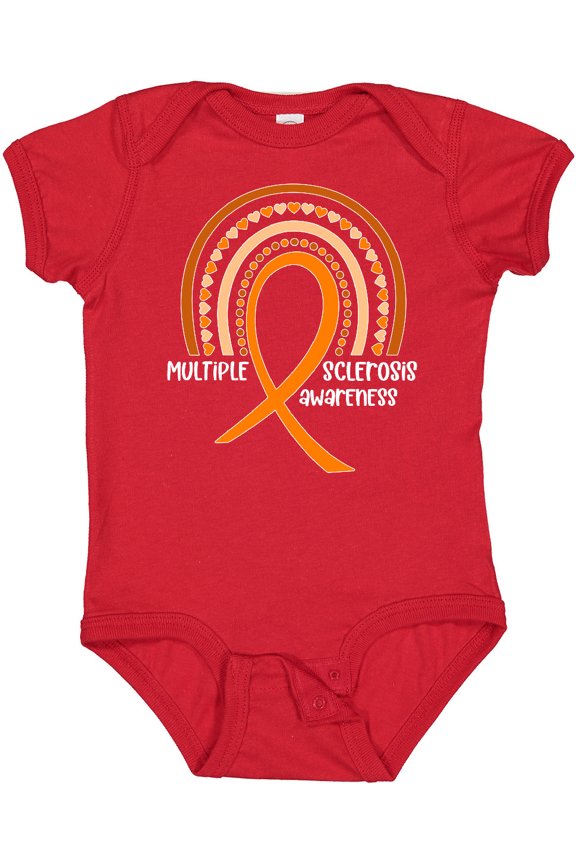 Multiple Sclerosis Awareness Orange Ribbon Rainbow Boys or Girls Baby Bodysuit