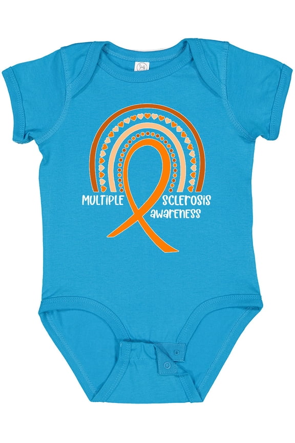 Multiple Sclerosis Awareness Orange Ribbon Rainbow Boys or Girls Baby Bodysuit
