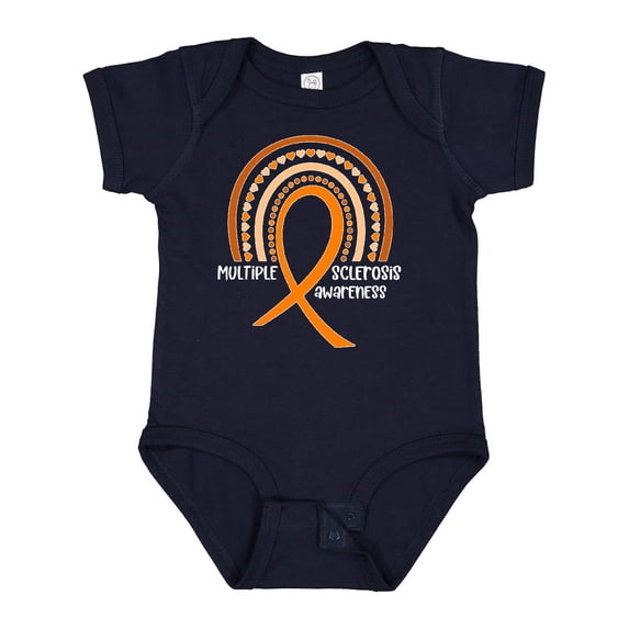 Inktastic Multiple Sclerosis Awareness Orange Ribbon Rainbow Boys or Girls Baby Bodysuit