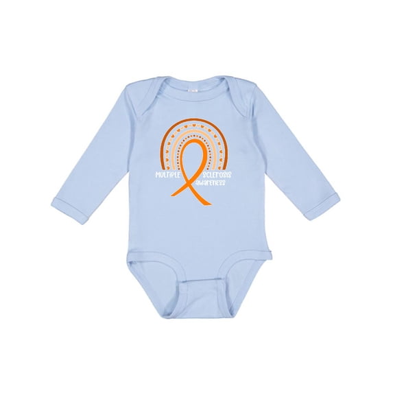 Inktastic Multiple Sclerosis Awareness Orange Ribbon Rainbow Boys or Girls Long Sleeve Baby Bodysuit
