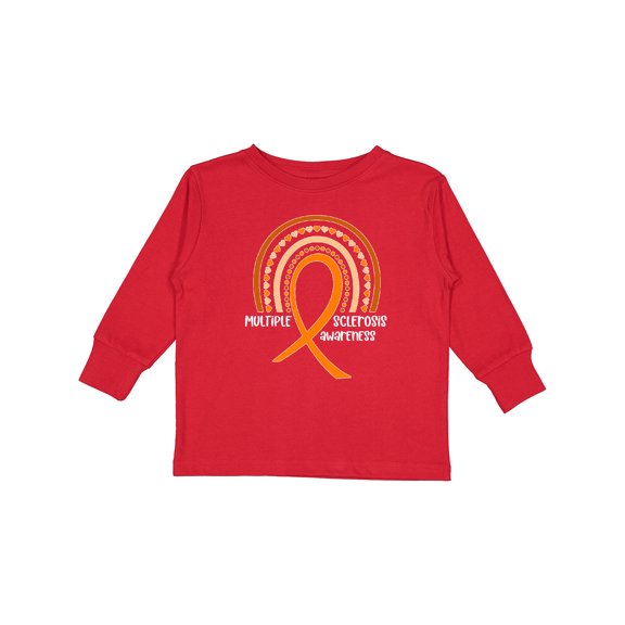 Inktastic Multiple Sclerosis Awareness Orange Ribbon Rainbow Boys or Girls Long Sleeve Toddler T-Shirt