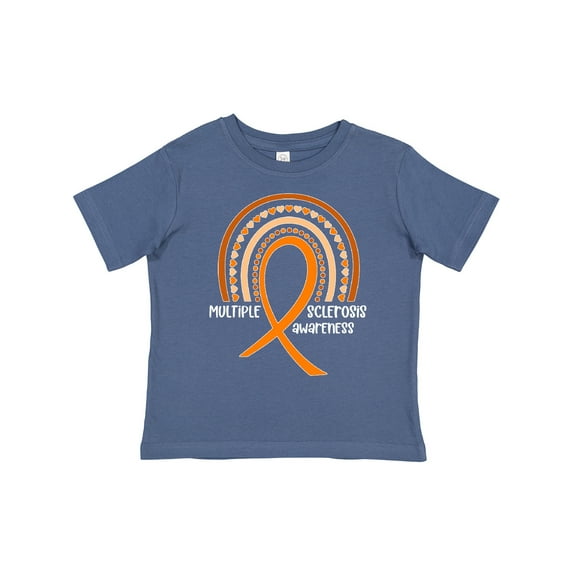 Inktastic Multiple Sclerosis Awareness Orange Ribbon Rainbow Boys or Girls Toddler T-Shirt
