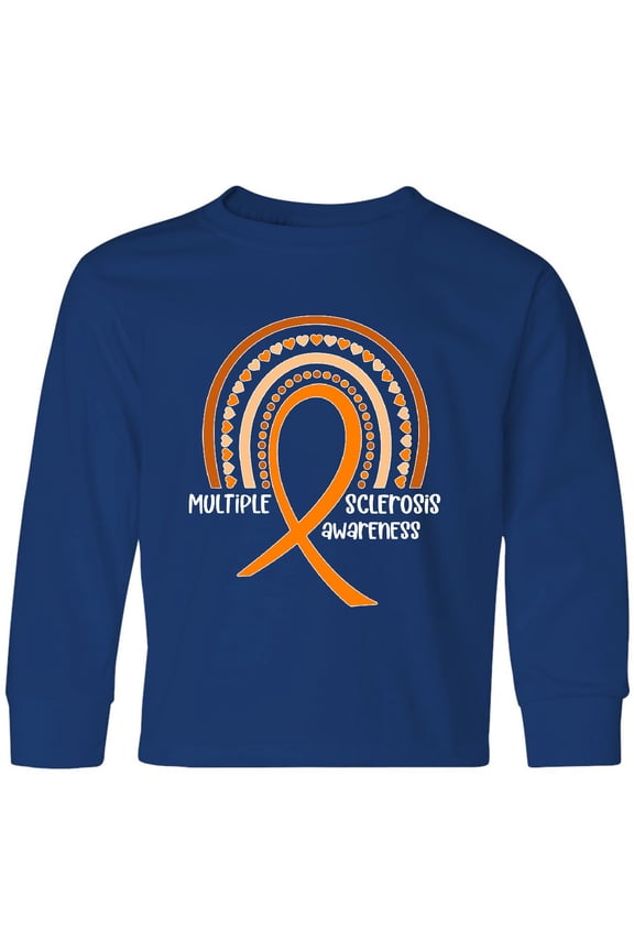 Multiple Sclerosis Awareness Orange Ribbon Rainbow Long Sleeve Youth T-Shirt