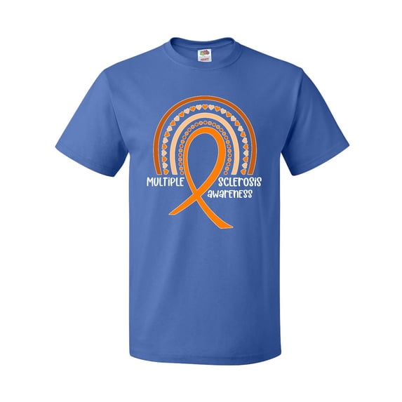 Inktastic Multiple Sclerosis Awareness Orange Ribbon Rainbow T-Shirt