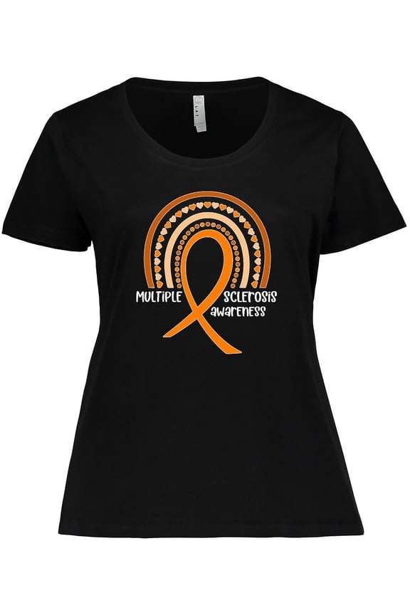 Multiple Sclerosis Awareness Orange Ribbon Rainbow Women's Plus Size T-Shirt