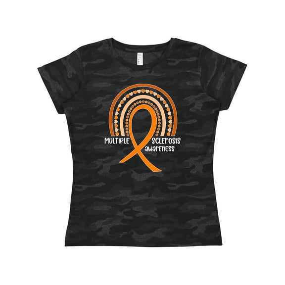 Inktastic Multiple Sclerosis Awareness Orange Ribbon Rainbow Women's T-Shirt