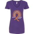 thumbnail image 1 of Inktastic Multiple Sclerosis Awareness Orange Ribbon Rainbow Women's V-Neck T-Shirt, 1 of 5