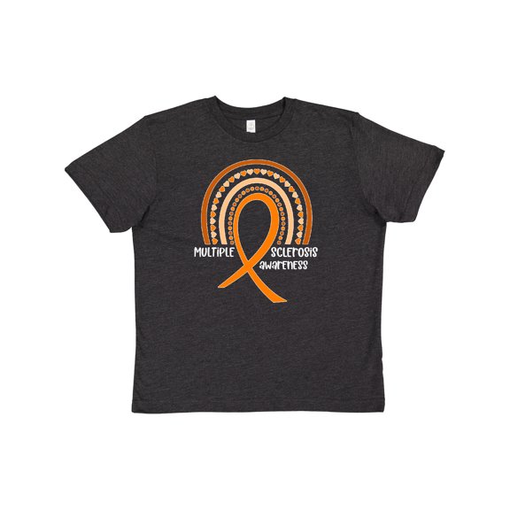 Inktastic Multiple Sclerosis Awareness Orange Ribbon Rainbow Youth T-Shirt