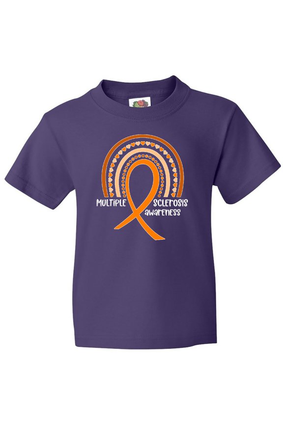 Multiple Sclerosis Awareness Orange Ribbon Rainbow Youth T-Shirt