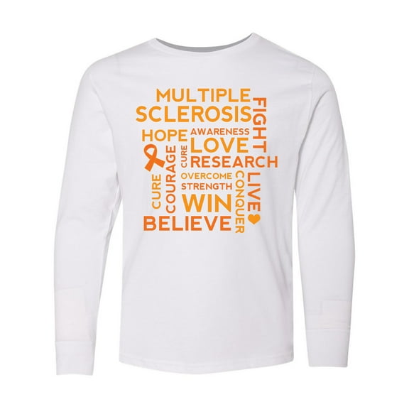 Inktastic Multiple Sclerosis Awareness word cloud Long Sleeve Youth T-Shirt