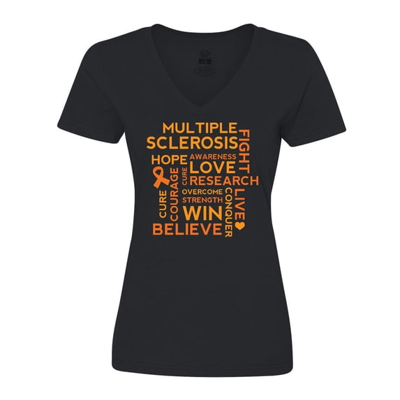 Inktastic Multiple Sclerosis Awareness word cloud Women's V-Neck T-Shirt