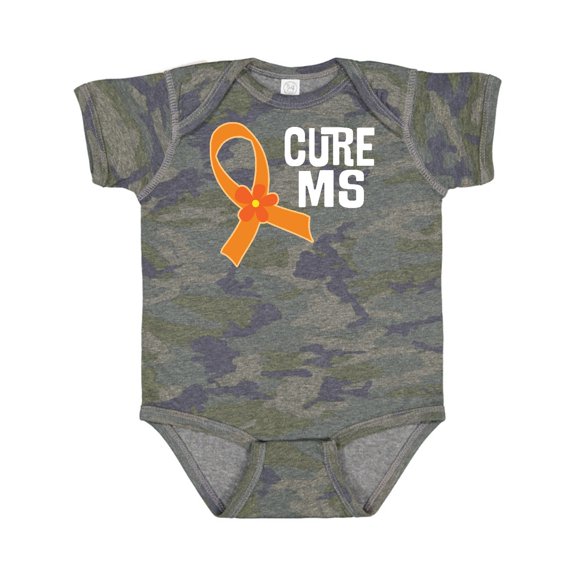 Inktastic Multiple Sclerosis Cure MS Orange Ribbon Girls Baby Bodysuit