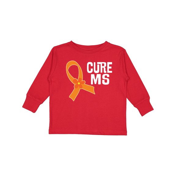 Inktastic Multiple Sclerosis Cure MS Orange Ribbon Girls Long Sleeve Toddler T-Shirt