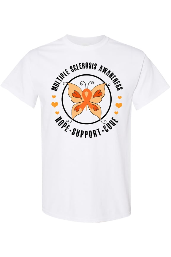 Multiple Sclerosis Orang Ribbon Hope Support and Cure T-Shirt