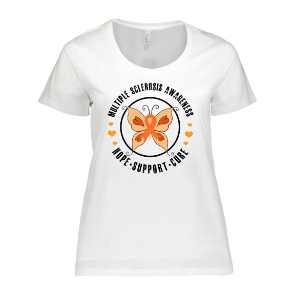 Inktastic Multiple Sclerosis Orang Ribbon Hope Support and Cure Women's Plus Size T-Shirt