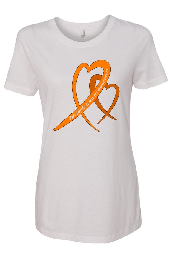 Multiple Sclerosis Orange Heart Ribbons Women's T-Shirt