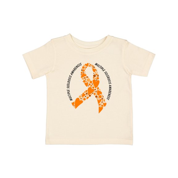 Inktastic Multiple Sclerosis Orange Ribbon Made of Hearts Boys or Girls Baby T-Shirt