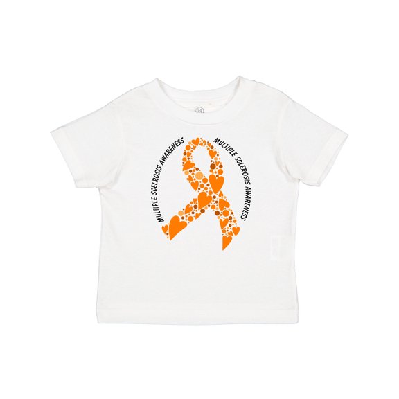 Inktastic Multiple Sclerosis Orange Ribbon Made of Hearts Boys or Girls Baby T-Shirt