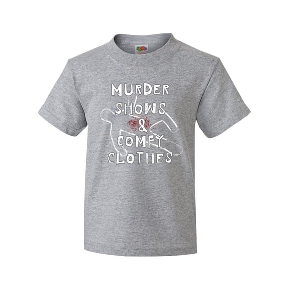 Inktastic Murder Shows and Comfy Clothes Bloody Chalk Outline Youth T-Shirt