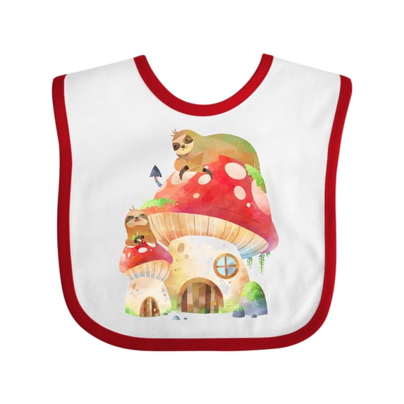 Inktastic Mushroom Cottage Boys or Girls Baby Bib