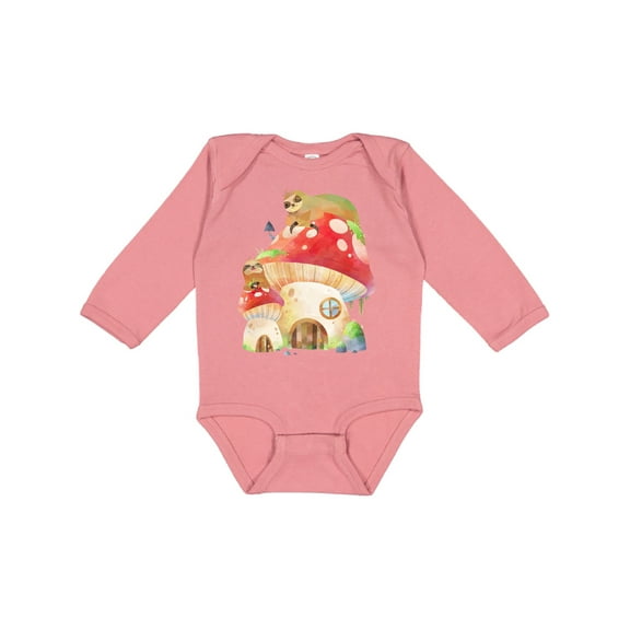 Inktastic Mushroom Cottage Boys or Girls Long Sleeve Baby Bodysuit