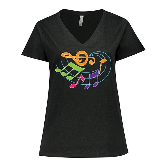 Inktastic Music Notes Musical Women's Plus Size V-Neck T-Shirt