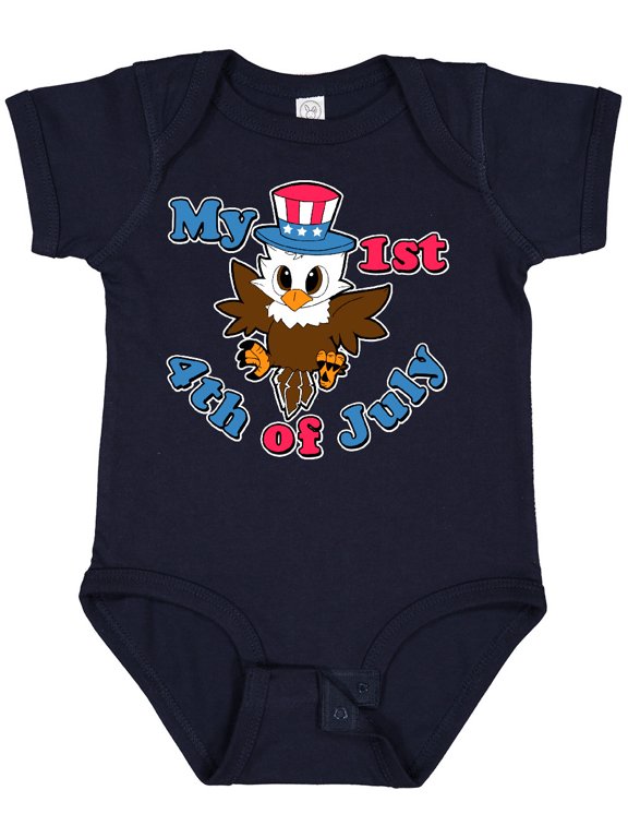 My 1st 4th of July with Baby Eagle wearing Patriotic Hat Boys or Girls Baby Bodysuit