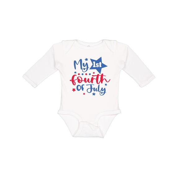 Inktastic My 1st 4th of July with Stars Boys or Girls Long Sleeve Baby Bodysuit