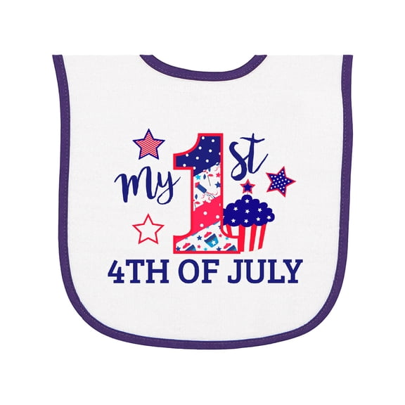 Inktastic My 1st 4th of July with Stars and Cupcake Baby Terry Cloth Bib
