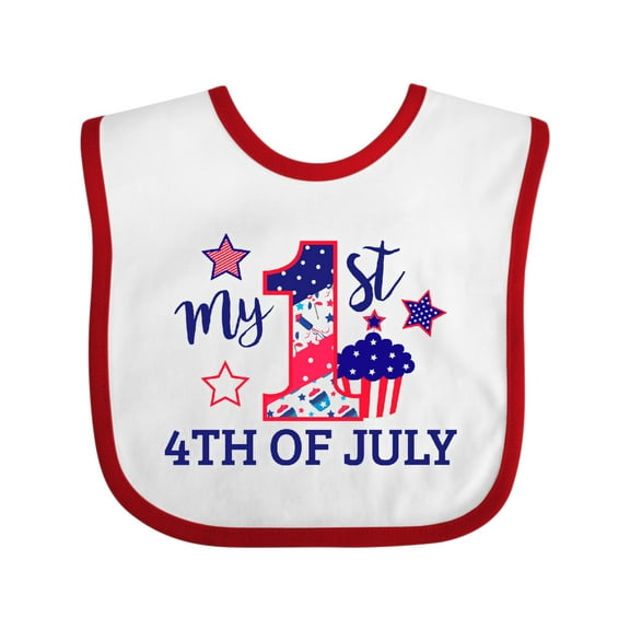 Inktastic My 1st 4th of July with Stars and Cupcake Boys or Girls Baby Bib