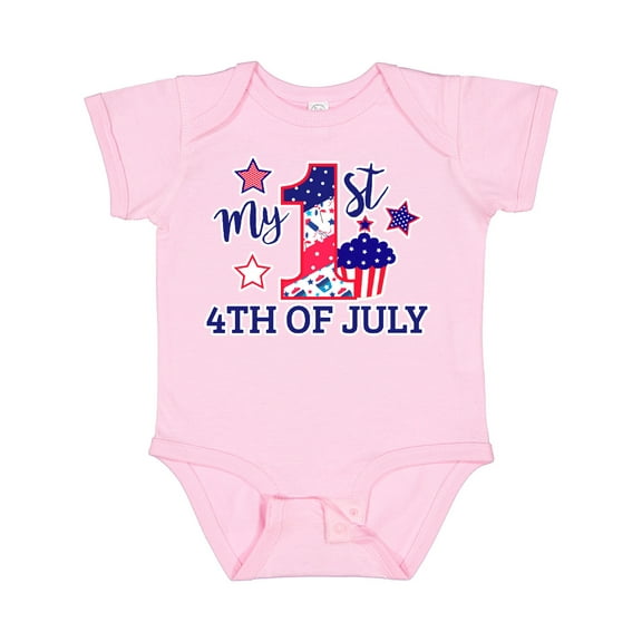 Inktastic My 1st 4th of July with Stars and Cupcake Boys or Girls Baby Bodysuit