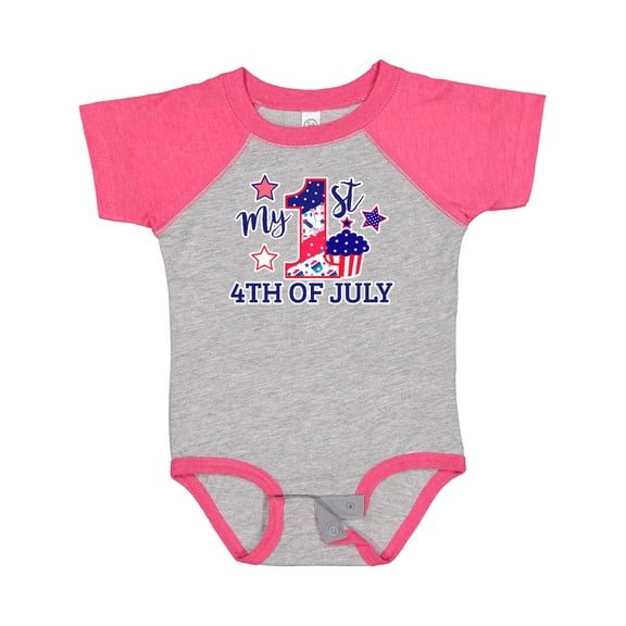 Inktastic My 1st 4th of July with Stars and Cupcake Boys or Girls Baby Bodysuit