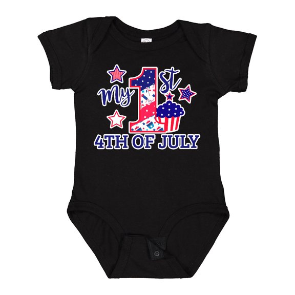 Inktastic My 1st 4th of July with Stars and Cupcake Boys or Girls Baby Bodysuit