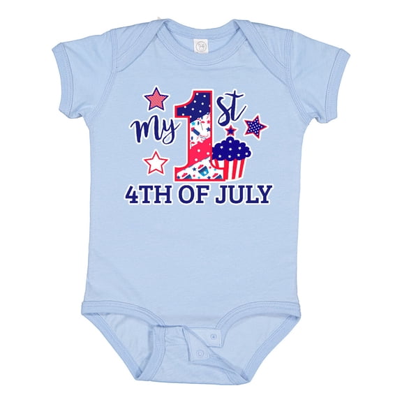 Inktastic My 1st 4th of July with Stars and Cupcake Boys or Girls Baby Bodysuit
