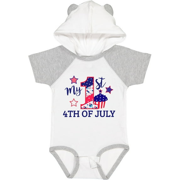 Inktastic My 1st 4th of July with Stars and Cupcake Boys or Girls Baby Bodysuit
