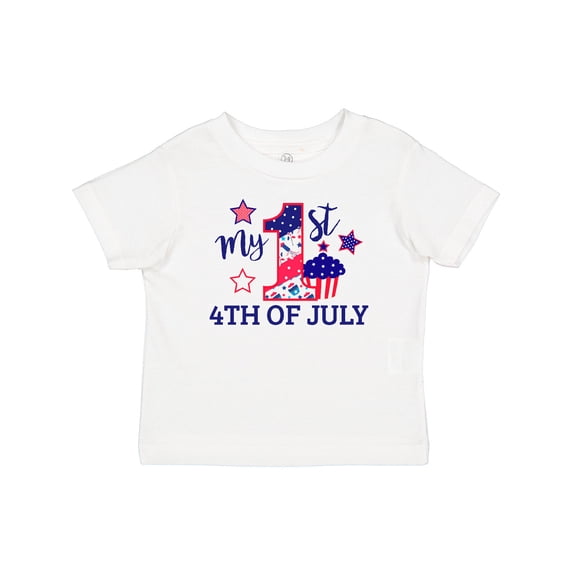 Inktastic My 1st 4th of July with Stars and Cupcake Boys or Girls Baby T-Shirt