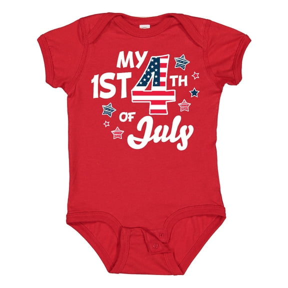 Inktastic My 1st 4th of July with Striped Stars Boys or Girls Baby Bodysuit