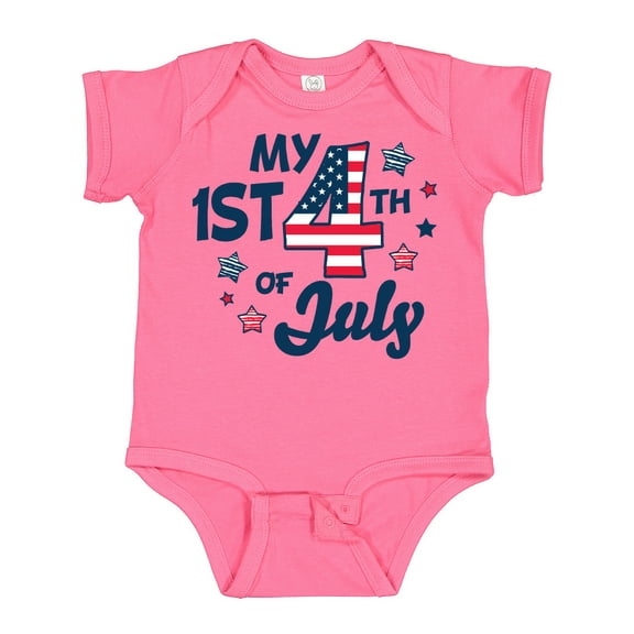 Inktastic My 1st 4th of July with Striped Stars Boys or Girls Baby Bodysuit