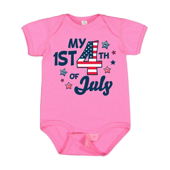 Inktastic My 1st 4th of July with Striped Stars Boys or Girls Baby Bodysuit