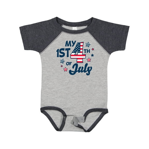 Inktastic My 1st 4th of July with Striped Stars Boys or Girls Baby Bodysuit