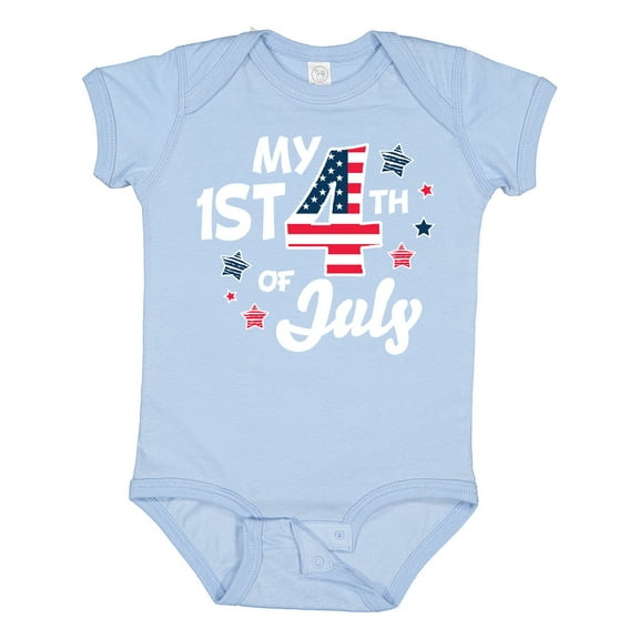 Inktastic My 1st 4th of July with Striped Stars Boys or Girls Baby Bodysuit