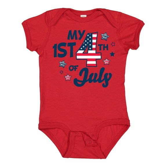 Inktastic My 1st 4th of July with Striped Stars Boys or Girls Baby Bodysuit