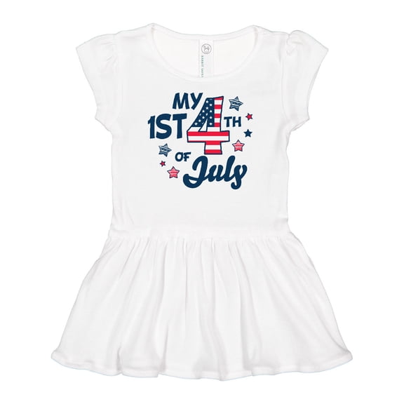 Inktastic My 1st 4th of July with Striped Stars Girls Baby Dress