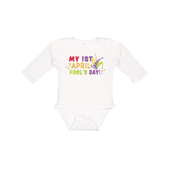 Inktastic My 1st April Fools Day with Jester Hat Boys or Girls Long Sleeve Baby Bodysuit